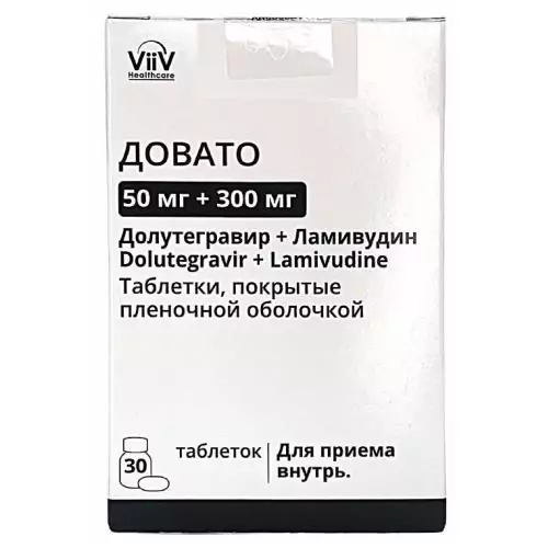 Довато табл. п.п.о., 50 мг+300 мг №30 (ламивудин+долутегравир)