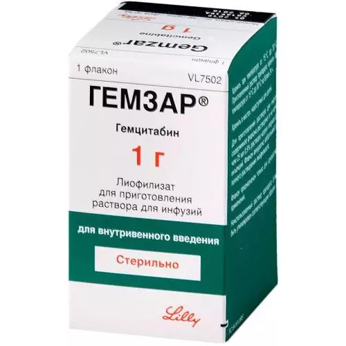Гемзар 1 г пор. лиоф. для приг. инъек. р-ра (Гемцитабин)
